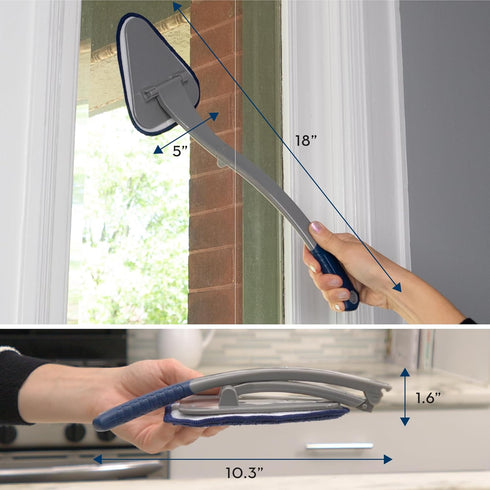 S&T INC. Glass Cleaner, Collapsible Window Cleaner for Home, Car, and Windshield 3 Microfiber Pads, Grey and Blue...