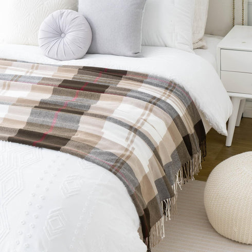 BATTILO HOME Brown Plaid Throw Blanket for Couch - Fall Plaid Blanket Buffalo Plaid Blankets - Lightweight Farmhouse Outdoor Throw Blankets for Be...