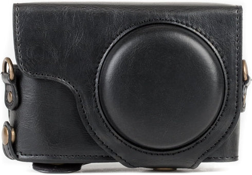 MegaGear MG1258 Ever Ready Leather Camera Case compatible with Panasonic Lumix DC-ZS80, DC-ZS70, DC-TZ95, DC-TZ90 - Black...