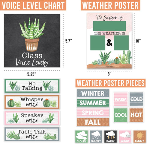 Hadley Designs Cactus Classroom Calendar Set Bulletin Board Sets for Teachers - School Calendar for Classroom, Classroom Calendar Bulletin Board S...