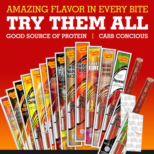 Country Meats, Meat Sticks, 0 Trans Fat, USDA Certified, Good Source of Protein, Carb Conscious Snack (10 Meat Sticks, Bold Teriyaki)...