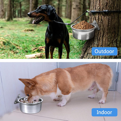 Raised Small Dog Bowls Wall Mount Pet Bowl, Collapsible Elevated Pet Bowl for Dog Cat Chicken Coop - 4 Cups / 1 Quart...