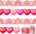 2 Rolls 66ft Valentines Day Bulletin Board Borders Pink Red Love Heart Boho Rainbow Decorations Paper Border Trim for Classroom School Blackboard ...