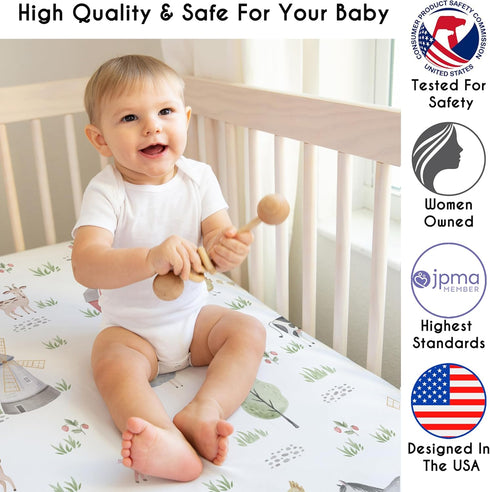 Sweet Jojo Designs Fitted Baby Crib Sheets (Farm Animals) for Boys or Girls, Infant Nursery, Toddler Room - Standard Size (Farmhouse, Southern, Co...