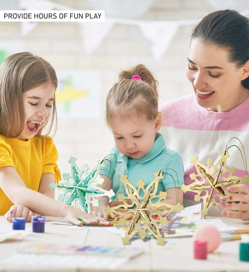 Puzzled 3D Puzzle Snowflake Ornaments Wood Craft Construction Model Kit, Fun & Educational DIY Wooden Toy Assemble Unfinished Crafting Hobby Puzzl...