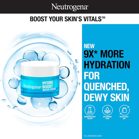 Neutrogena Hydro Boost Water Cream Face Moisturizer with Hyaluronic Acid, 72-Hour Hydration, 1.7 Fl Oz, & Hydro Boost Hydrating Gel Face Cleanser ...