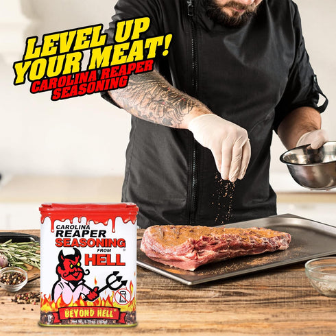 Carolina Reaper Seasoning From Hell - 5.25 oz. - SALT FREE Premium Gourmet Spicy Hot Carolina Reaper Seasoning for Buffalo Wings, Steaks, Chicken ...