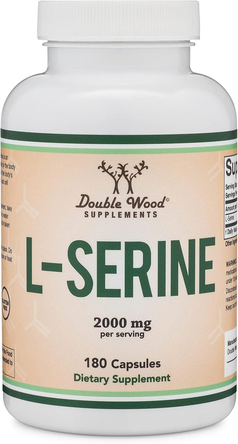 L-Serine Capsules (Third Party Tested) - 2,000mg Servings Used in Clinical Study, 180 Count, 500mg per Capsule (L Serine Amino Acid for Serotonin ...