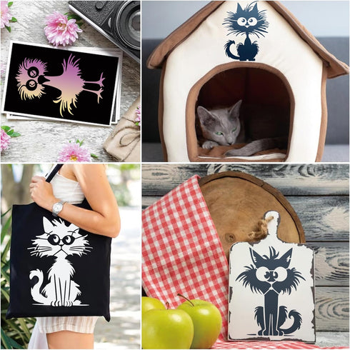 Bird Cat Stencils for Painting on Wood, Cartoon Stencils for Crafts Reusable Wood Burning Drawing Art Animal Paint Stencils and Patterns for Wall ...