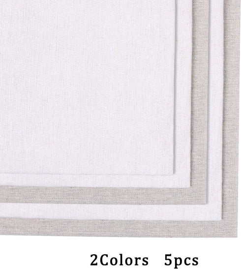 Linen Needlework Fabric, Kissbuty 5 PCS Linen Fabric Cloth for Garment Craft Flower Pot Decoration Embroidery Cross Stitch Cloth, 19.6 by 19.6 Inc...