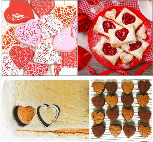 HOWAF 10pcs Valentine's Day Shapes Cookie Cutters Set for Kids Adult, Wedding Stainless Steel Biscuit Cookie Cutters Tools for Bridal Shower Anniv...