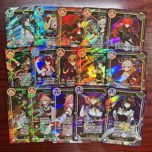 60PCS TCG Deck Cards,55PCS Ultra Rare Cards and 5Pcs Random UTR with Gilded Text English Version TCG Collection Kamisato Ayaka ZhongLI, Collectibl...
