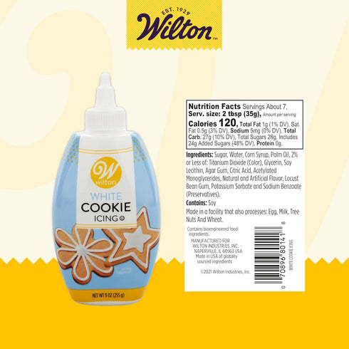 Wilton Cookie Icing, Fast-Drying Squeeze Bottle Icing for Decorating Sugar Cookies & Gingerbread, 7.5 oz., White, Packaging May Vary...