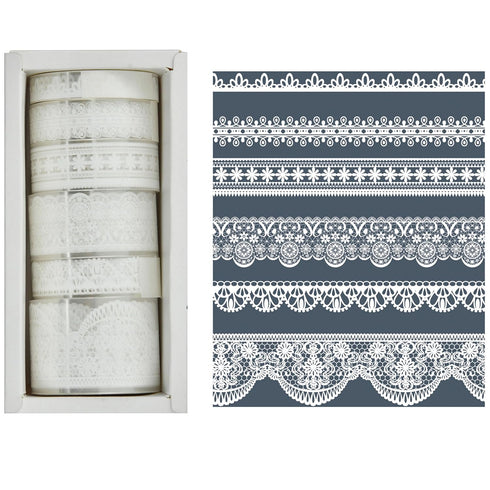 6 Rolls Lace Patterns PET Tapes Floral Arts Decorative Tape Set Adhesive Transparent Masking Tapes for DIY Craft, Kids, Scrapbook, DIY, Gift Wrapp...