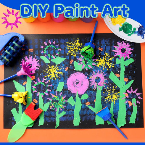 YGDZ Kids Paint Brushes, 12 Pack Washable Painting Brushes for Toddlers Kids Early Learning Toys Foam Roller Sponge Arts Crafts Gift...