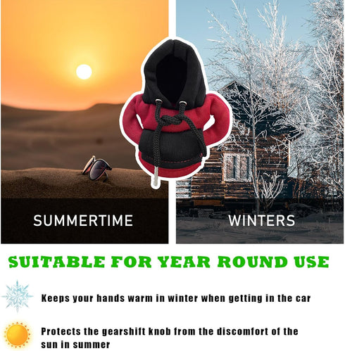 2 PCS Car Shift Knob Hoodie, Funny Shirt Sweater Design Gear Shift Knob, Mini Hoodie Auto Shifter Stick Protector Cover, Universal Vehicle Interio...