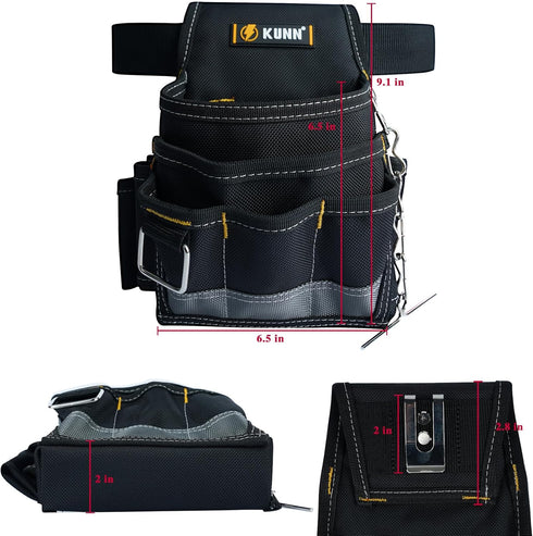 KUNN Electrician Tool Pouch - Durable Small Basic Maintenance Tool Pouch Belt with Belt Clip...