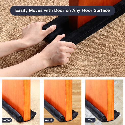 GDHOMM Under Door Draft Stopper Door Sweep Noise Blocker Weather Stripping Size Adjustable 30"-36" Gap Filler & Door Seal, Black...