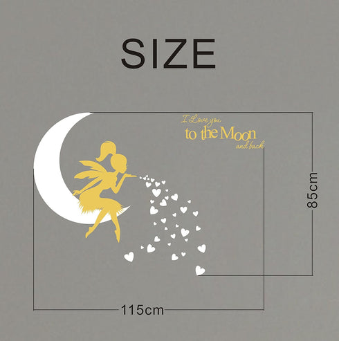Fairy Wall Decal, I Love You to The Moon and Back, Fairy Wall Sticker for Girl, Kids Bedroom Wall Decals, Nursery Decor(A19) (Soft Pink,White)...