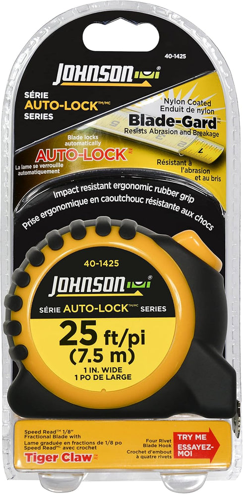 Johnson Level & Tool 40-1425 25' x 1" Auto-Lock™ Inch/Metric Power Tape...