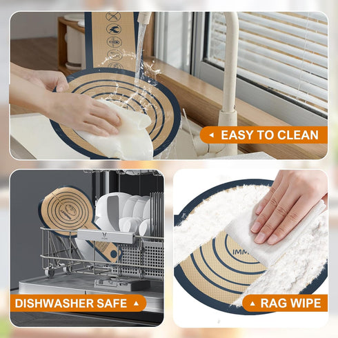 2PCS Silicone Bread Sling, Reusable Bread Baking Mat with Long Handles for Dutch Oven Liners, Non-Stick & Easy Clean Silicone Bread Mat(Circle 2)...
