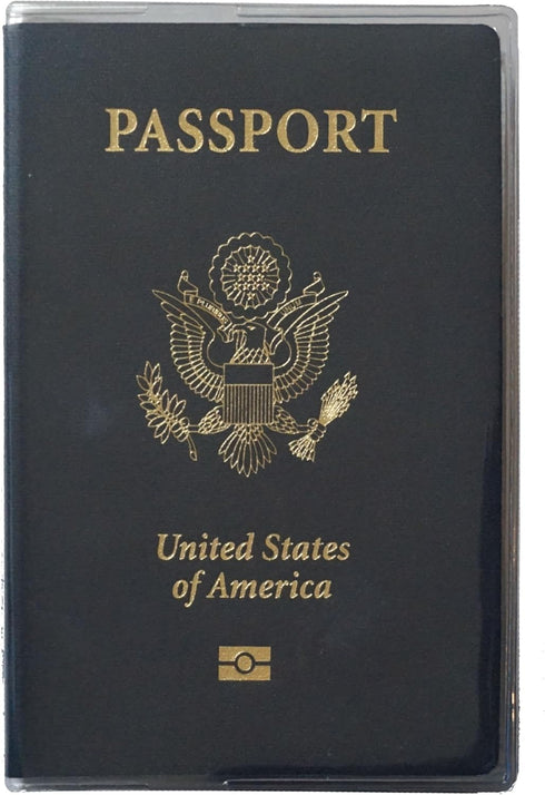 Set of 2 Heavy Duty Clear Vinyl Plastic Passport Cover Holder Travel MADE IN USA...