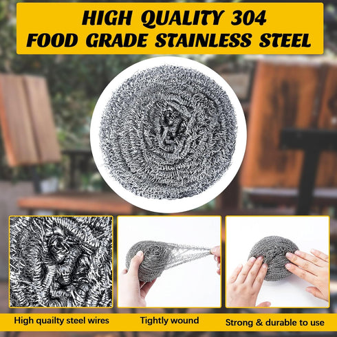 2 Pcs Stainless Steel Teak Scrub 304 Stainless Steel Wool Scrubber Rust Resistant Steel Wool Pad for Teak Furniture Care, Cleaning Dishes, Pots, P...