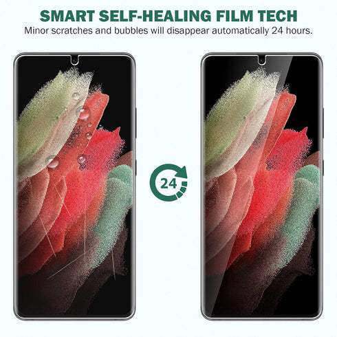EGV 3 Pack Screen Protector Compatible for Samsung Galaxy S21 Ultra 6.8-inch, HD Clear Flexible Film, Positioning Tool, Support Fingerprint, Bubbl...