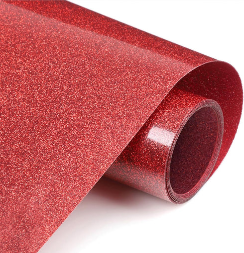 TransWonder Red Glitter HTV Glitter Heat Transfer Vinyl 12inx5ft Glitter HTV Vinyl Iron on Vinyl for Cricut T Shirts (Red)...