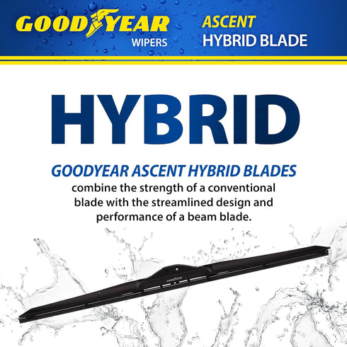 Goodyear Ascent 20" Hybrid Windshield Wiper Blade, Replacement Hybrid Windshield Wiper Blade with Universal Adaptor, Pack of 1...