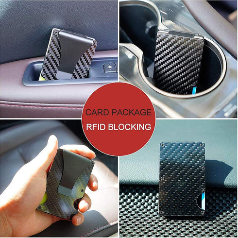 Carbon Fiber Wallet,RFID blocking anti-theft card ultra thin cash credit holder black,metal money clip lightweight high classic portable durable...