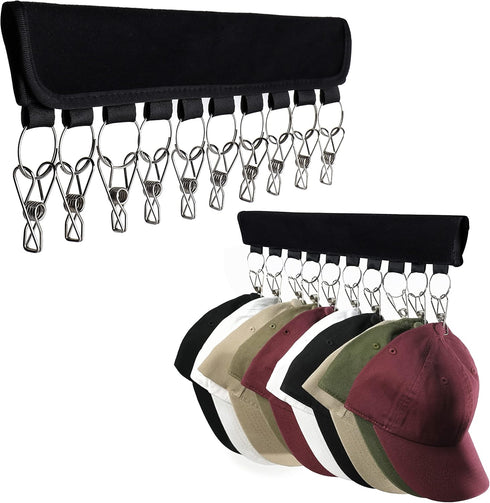 Hat Rack for Baseball Caps, Hanging Hat Organizer Display Holder, Hanger Hat Holder for Closet, Ball Cap Hat Storage Ideas (2-Pack)...
