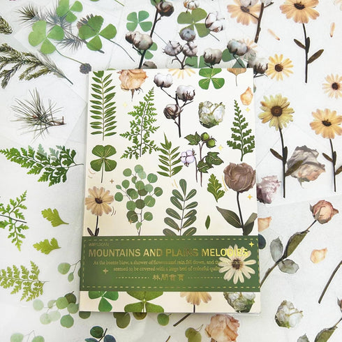 400PCS Plants Floral Scrapbook Stickers Kit Vintage Fern Flowers Green Transparent Waterproof Stickers Book for Scrapbooking Supplies Aesthetic Ju...