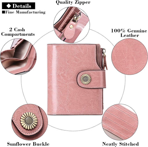 FALAN MULE Small Wallet for Women Genuine Leather Bifold Compact Small Womens Wallet with RFID Blocking...