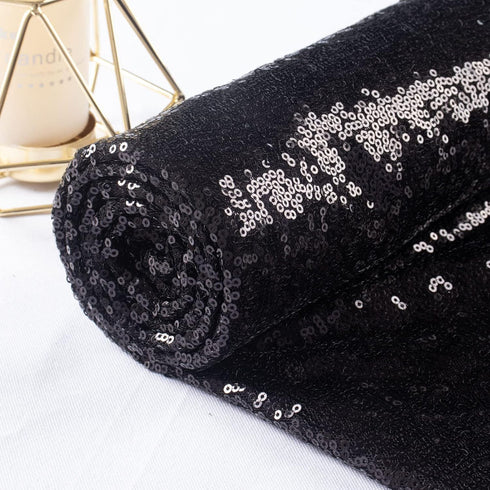 Black Sequin Fabric Yard Sequence Dress Glitter Metallic Mesh Sewing DIY Handcraft 1 Yard Shimmer Mermaid Wedding Party Dresses Handmade Materials...