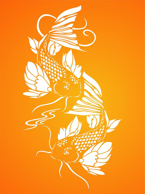 Koi Fish Stencil, 8 x 15 inch (L) - Asian Oriental Carp Fish Animal Pond Wall Stencils for Painting Template...