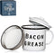 Golden Hills Mercantile Bacon Grease Saver with strainer - rustic mid-century modern farmhouse design, white enamel on metal, 4 inch x 4 inch vint...