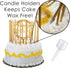 24 Count Tall Thin Metallic Gold Slow Burning Birthday Candles in Holders, and Matching Classy Cake Topper for Special Custom Birthday Cake Cupcak...