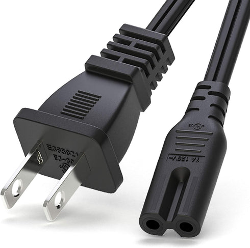 TV Power Cord for Samsung LG TCL Sony 12Ft 2 Prong AC Wall Plug 2-Slot LED LCD Cable Insignia Sharp Toshiba JVC Hisense Electronics UN65KS8000FXZA...