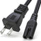 TV Power Cord for Samsung LG TCL Sony 12Ft 2 Prong AC Wall Plug 2-Slot LED LCD Cable Insignia Sharp Toshiba JVC Hisense Electronics UN65KS8000FXZA...