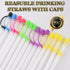 Bendable Straws with Straw Covers Cap - 11 inch Long Flexible Straws - Bendy Drinking Straws Reusable with Covers Cap Assorted Colors - 14 Pack...