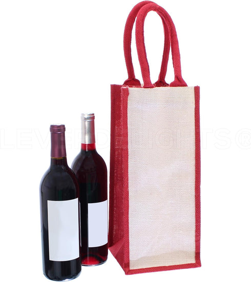 CleverDelights 4-Bottle Jute Burlap Wine Tote - 14 x 6 x 6 Inch...