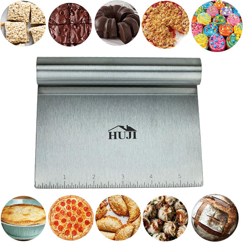 HUJI Stainless Steel Multi-Purpose Scrapper/Chopper With Ergonomic Handle (1 Pack, 5.75" X 4.75")...