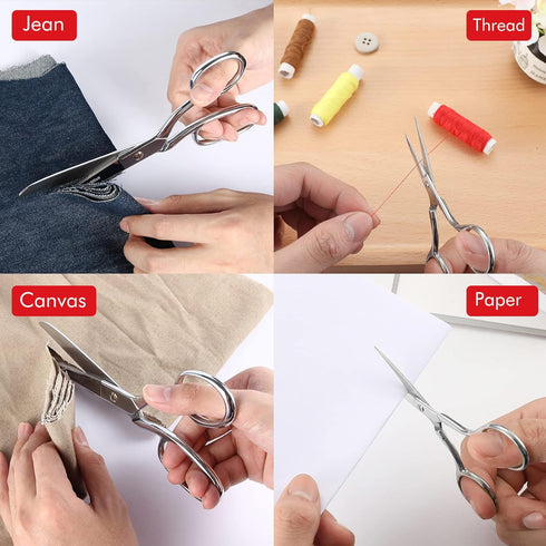 JARVISTAR 8” Premium Fabric Scissors, Sewing Scissors Heavy Duty and 4" Precision Small Pointed Embroidery Scissors, Sharp and Durable Tailor Scis...