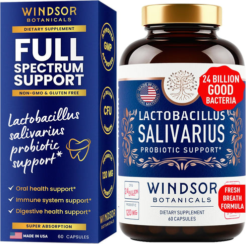 Lactobacillus Salivarius Probiotic Capsules - L Salivarius Probiotic Oral Dental Probiotics for Bad Breath, Teeth and Gums Health - Immune Support...