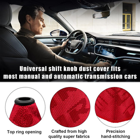 Car Shift Knob Dust Cover, Shift Boot Cover, Hyper Fabric Manual/Automatic Shifter Shift Boot Cover, Gear Shift Knob Cover for Protection & Decor,...