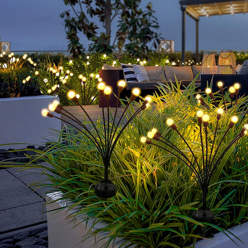 2 Pack Solar Garden Lights, 20LED Solar Powered Firefly Lights, Starburst Swaying Light Waterproof, Solar Garden Decorative Lights, Outdoor Yard P...