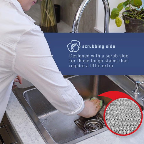 2-Sided Premium Microfiber Dish Sponge and Scrubber 3 Pack Variety - Heavy Duty Scouring Non-Scratch Multi-Surface...