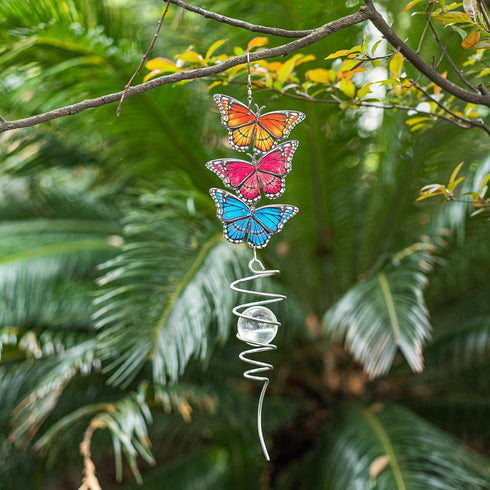18" Wind Spinner Outdoor Hanging Metal Figurine Spinner for Garden Décor Ornament,Butterfly...