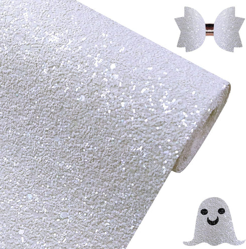 Sparkly Snow White Chunky Glitter Faux Leather Roll 12 x 52 inch Shiny Solid Color Winter Fabric for Cricut Bows Earrings Crafts (18015#1)...